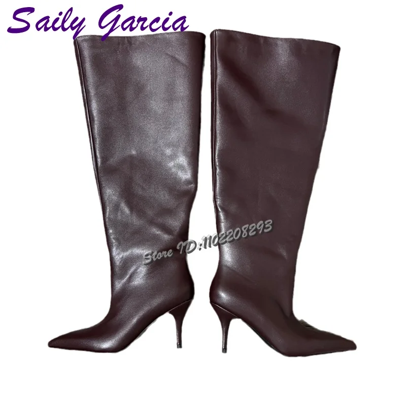 Wide Fit Heels - Rose Red Pointed-toe Over-the-knee Boots Patent