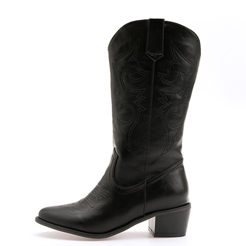 Western Cowgirl Boot - Classic Mid-calf Boots Women Fashion Embroidered