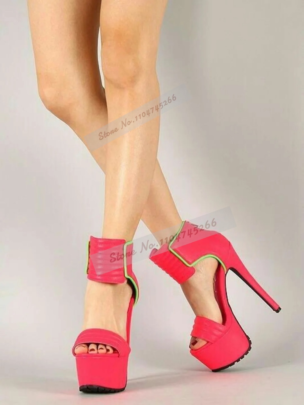 Rose Red Matte Leather Striped - огляд і ціна Wide Fit Heels