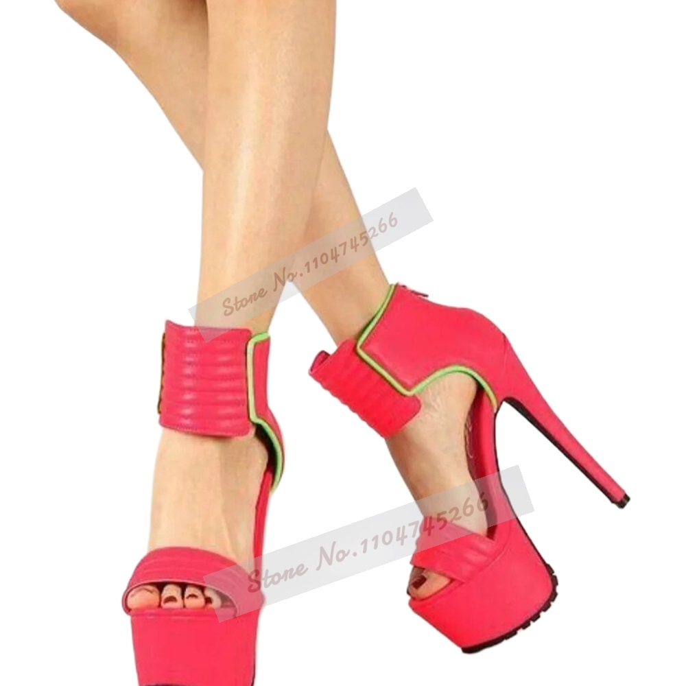 Rose Red Matte Leather Striped - огляд і ціна Wide Fit Heels