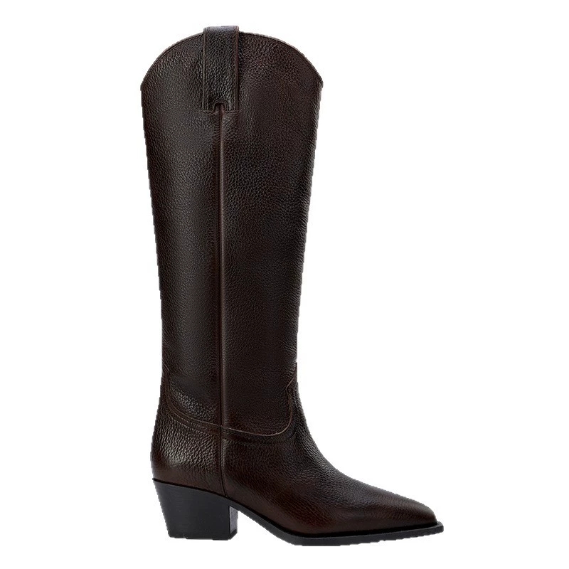 Chunky Heel Knee High Boots Wo - огляд і ціна Western Cowgirl Boot