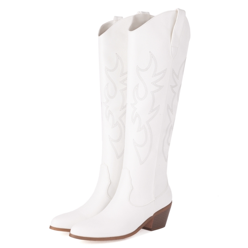 White Women's Knee High Boots  - огляд і ціна Western Cowgirl Boot