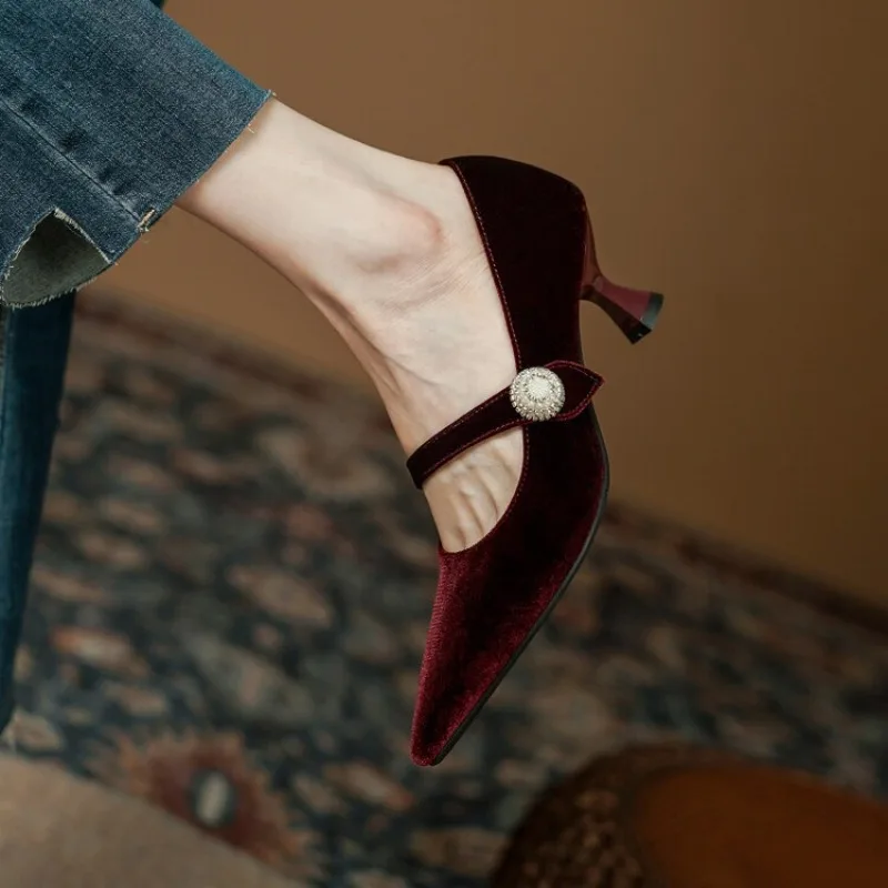 Wine Red Pointed Toe Mary Jane - огляд і ціна Shoes Women Pumps
