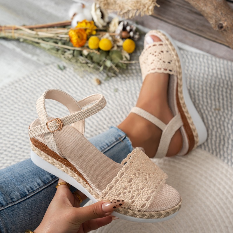 Women Lace Wedge Sandals Espad - огляд і ціна Espadrille Wedge Shoes