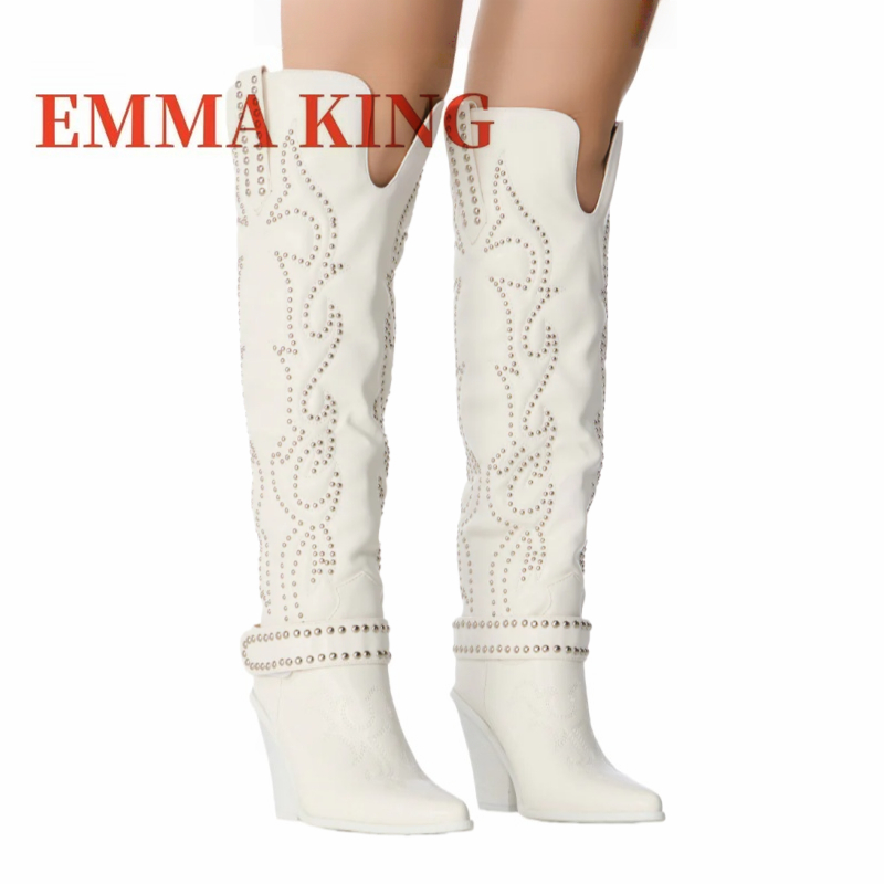 Rivet Embellished Knee High Bo - огляд і ціна Western Cowgirl Boot