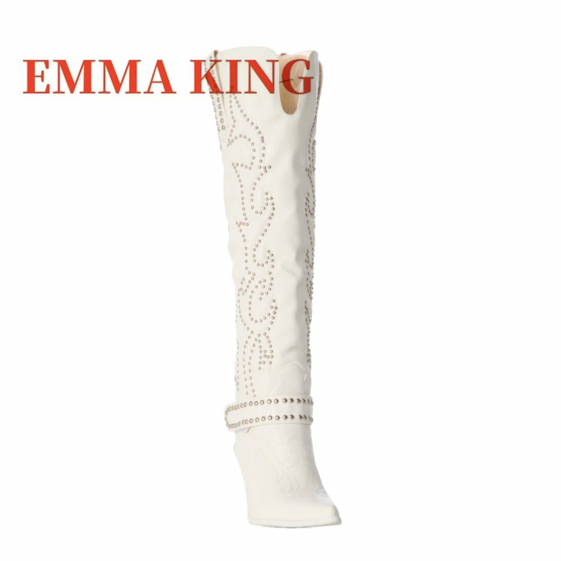 Rivet Embellished Knee High Bo - огляд і ціна Western Cowgirl Boot