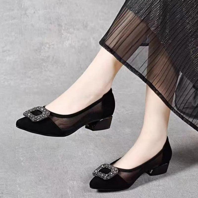 Elegant Pointed Toe Mesh Block - огляд і ціна Shoes Women Pumps