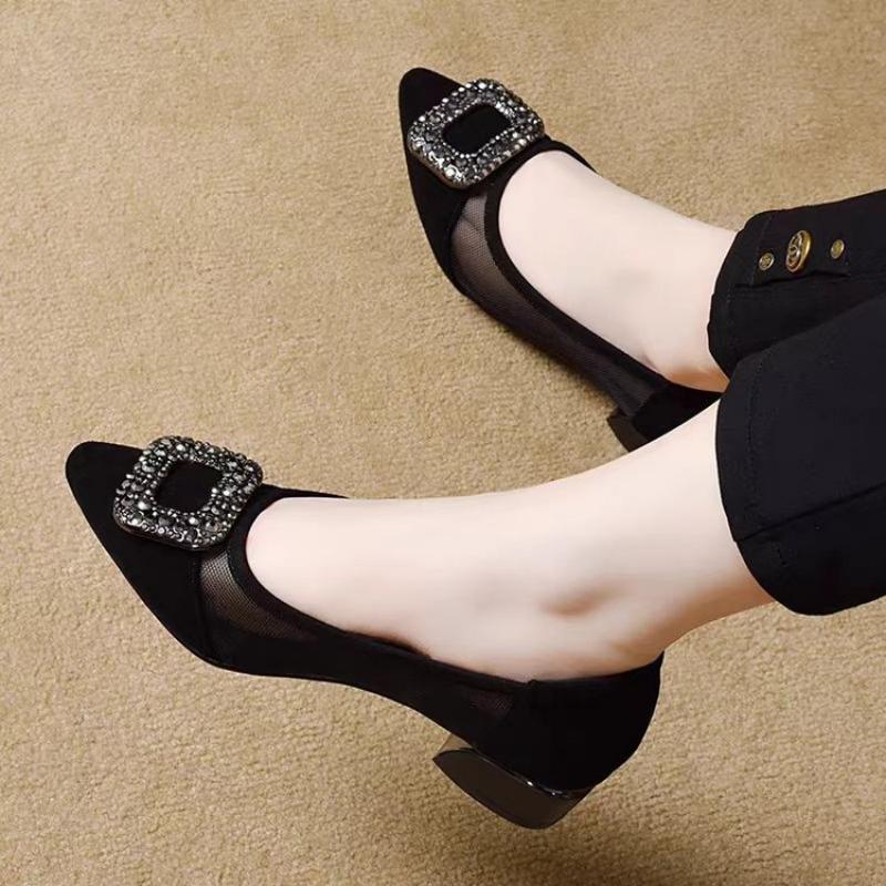 Elegant Pointed Toe Mesh Block - огляд і ціна Shoes Women Pumps