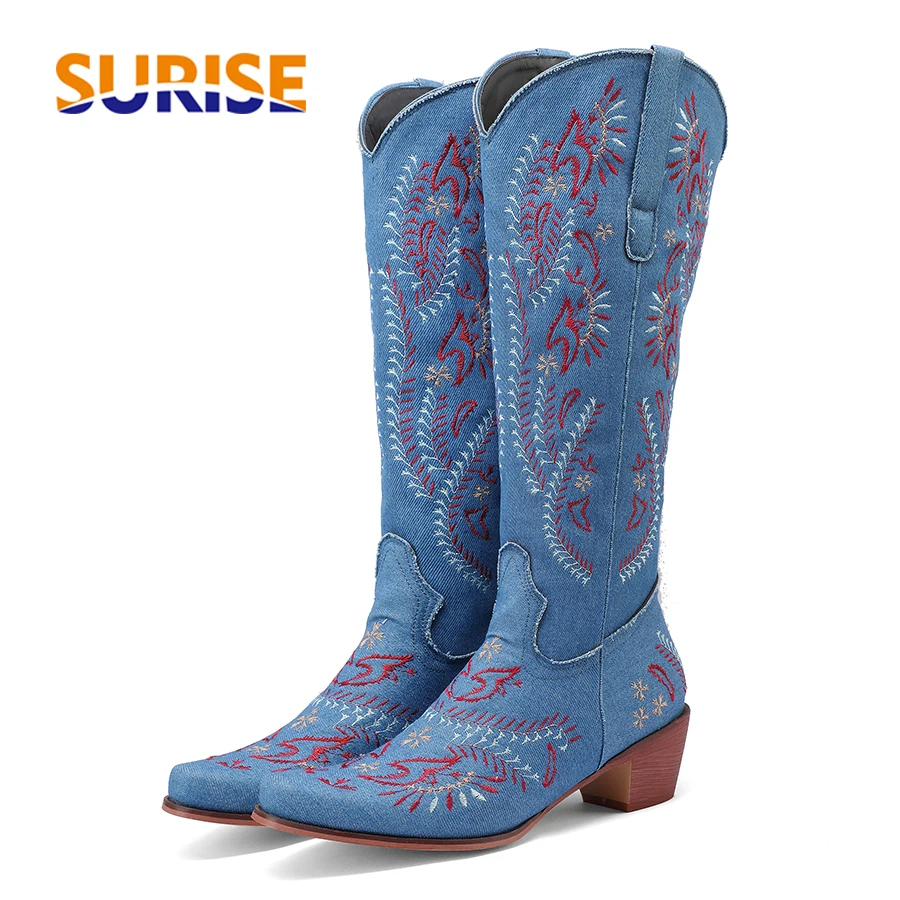Blue Denim Western Cowgirl Kne - огляд і ціна Western Cowgirl Boot