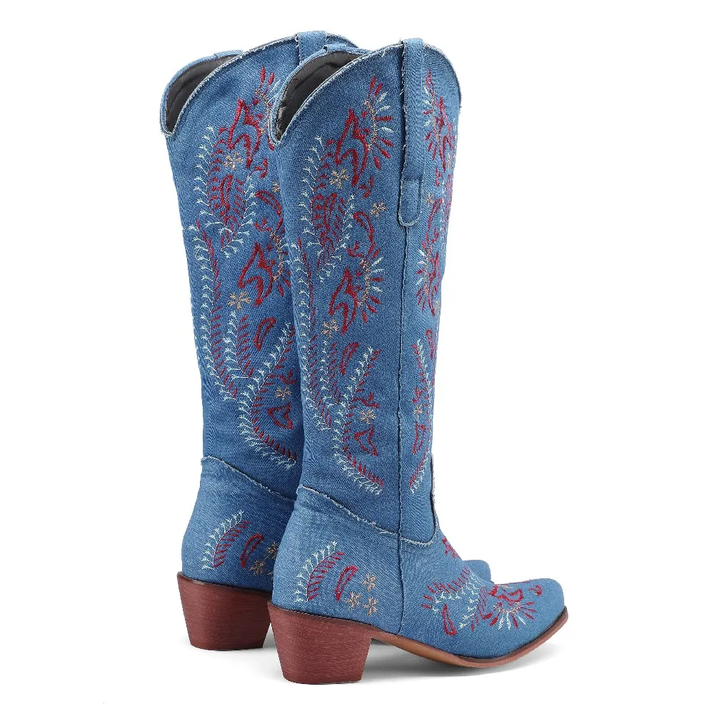 Blue Denim Western Cowgirl Kne - огляд і ціна Western Cowgirl Boot
